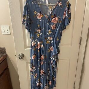 Xhilaration Blue Floral Maxi Dress